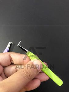 Volumen ruso 90 grados agarre de diamante amarillo pinzas de extensión de pestañas Acero inoxidable japonés con punta puntiaguda - Product Image 5