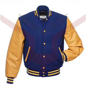 Ying-chaquetas de cuero azul para hombre, chaqueta de alta calidad OEM, diseño de logotipo personalizado, bombear, Letterman, béisbol, Universidad - Product Image 1