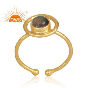 Labradorite Gemstone Bezel Setting Wedding <b>Ring</b> Handmade 18K Gold Plated 925 Sterling <b>Silver</b> <b>Statement</b> <b>Ring</b> Jewelry Wholesaler - Product Image 2