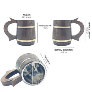 Meilleure qualité en bois chope à bière personnalisable en bois brun foncé fabricant indien d'usine - Product Image 2