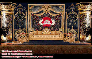 Muslim Walima Golden Back-<b>Frames</b> Stage Muslim Walima Stage Mehraab Decoration <b>Wedding</b> Golden Back-<b>Frame</b> Stage Decor - Product Image 6