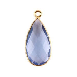 18K vàng mạ màu xanh thạch anh dài lê hình dạng briolette cắt đơn bảo lãnh <span class=keywords><strong>bezel</strong></span> thiết lập kết nối DIY làm cung cấp kết nối quyến rũ - Product Image 1