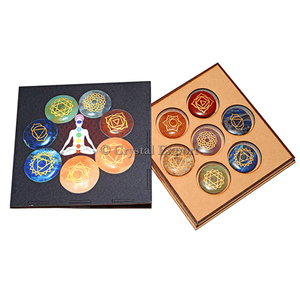 Wholesale New Design 7 Chakra <b>Crystal</b> <b>Set</b> with Custom Printed Gift Box Carved Agate Gemstone Technique - Product Image 1
