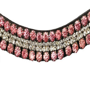 วงม้าหนังอังกฤษสีดำขนาดและลูปปรับได้หินสีชมพูขนาดใหญ่3แถวส่วนบุคคลและโซ่คริสตัลใส - Product Image 2