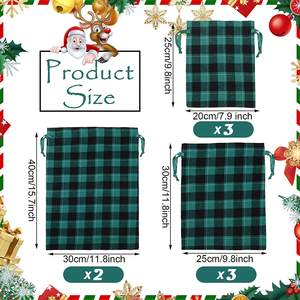 Bolsas de Tela a Cuadros con Cordón, Bolsas de Regalo, Bolsas de Almacenamiento, Bolsas de Navidad, Bolsas para Recuerdos de Fiesta (3 Tamaños) para Fiesta de Navidad - Product Image 5