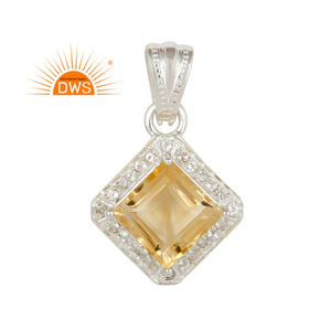 Pendentif en citrine brillante, argent sterling 925 massif, pendentif pour femme, fournisseur de bijoux, collection classique - Product Image 1