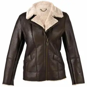 2021 Damen Shear ling Lederjacke Echte Lammfell gefütterte Bomber Winter jacke Mantel-Großhandels preis