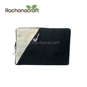 100% Pure Handmade Hemp Black and White Vegan 15 inch Laptop Case Bag for Daily Use Made in Nepal Factory Wholesale Supplies