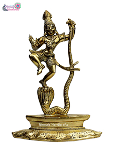 Artesanía Nirmala, Estatua de Latón del Dios Krishna sobre una Serpiente, Kahna Ji, Artesanía India Hecha a Mano, Regalo de Janmashtmi de Rajasthan - Product Image 2