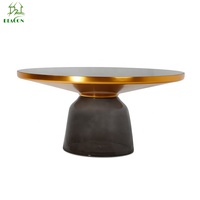 Prix d'usine Meubles design modernes Table basse en verre coloré miroir cloche en verre