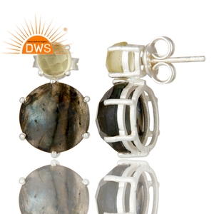 Limón Topacio labradorita piedra preciosa pendiente diseñador plata fina pendiente joyería proveedor colección Vintage - Product Image 3