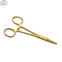 Professionele Kwaliteit Goud Kleur 12.5Cm Rvs Pincet Recht Gebogen Muggenpiercing Gereedschap Oor Tattoo Naald