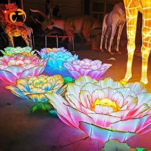 Escultura de decoración al aire libre del festival de la linterna de tela de seda del Año Nuevo Chino Led