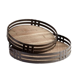 Plateau de service de chocolats de conception avantageuse dans le plateau de service de nourriture en bois et de fer pour l'usage d'hôtel et de restaurant - Product Image 4