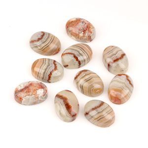 Alta calidad 12x16mm Natural Crazy Lace Agate Flatback cabujón suave forma ovalada piedra preciosa suelta para la fabricación de joyas - Product Image 1