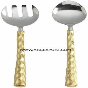 Juego de Cubiertos de Metal de Última Llegada con Diseño Martillado, Mango de Color Dorado, Acero Inoxidable, Juego de Cubiertos Pulidos Brillantes - Product Image 1