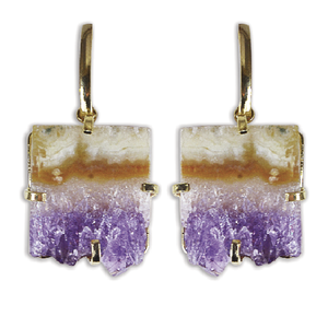 Pendientes de gotero de lujo, rebanada de amatista, venta al por mayor - Product Image 1