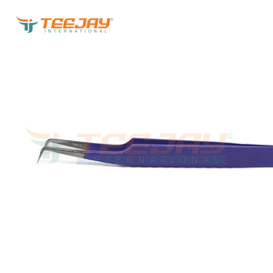 Pince à épiler TEEJAY en acier inoxydable avec revêtement en poudre violette, à angle de 75 degrés, pour extensions de cils, pointe ultra fine, cils parfaits - Product Image 5