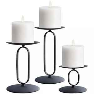 Juego de 3 portavelas de pilar de metal decorativo hecho a mano estilo farol para decoración del hogar inspirado en INS - Product Image 5