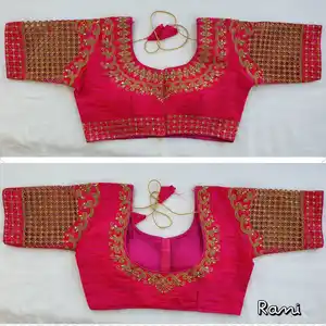 Yüksek satış nakış çalışması hazır Saree bluz tasarım kadınlar için