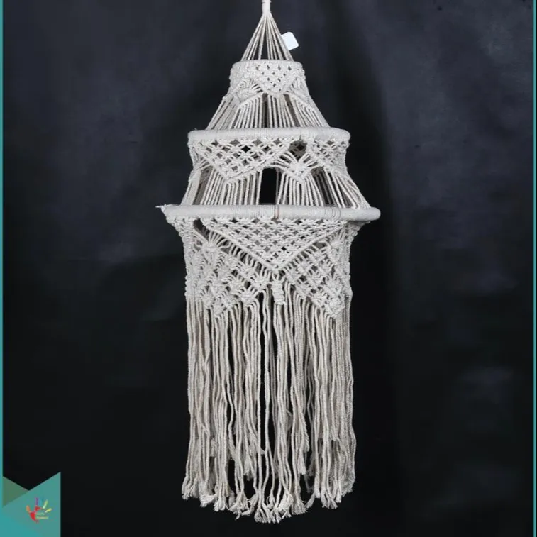 Shade Decoration Macrame Chandelier Lantern for Boho Wedding Handwoven Lampshade Art Decor Handmade Quality & Best Price BOHO002