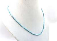 Collier ajustable en argent sterling 92,5 plaqué or, 18 pouces, avec perles de larimar naturelles authentiques de 3-3,5 mm, collier religieux hindou, cadeau