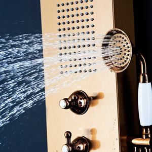 Columna de Ducha Dorada con Acabado Níquel Cepillado, Panel de Ducha de Acero Inoxidable 304 con Cascada y Jets <span class=keywords><strong>Spa</strong></span>, Panel de Ducha Inteligente - Product Image 5