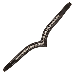 Banda de cejas acolchada suave personalizada para cuero indio de carreras de caballos con cristales de perlas blancas en espiral elegantes - Product Image 5