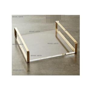 Bandeja de comida acrílica de diseño clásico con asas de metal Bandeja de comida de forma cuadrada de la más alta calidad en la India - Product Image 3