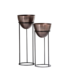 Juego de soporte de maceta gris de Metal de diseño personalizado de fábrica India para uso en interiores y exteriores de jardín de casa - Product Image 1