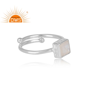Rainbow Moonstone <b>Ring</b> <b>Adjustable</b> <b>Rings</b> Jewelry Wholesaler Shiny Finished 925 Sterling Silver Jewelry Supplier - Product Image 3