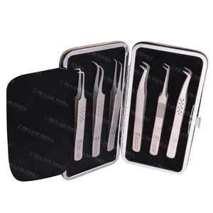 Brown Glitter Packing Case Magnetic Case Holding For 6 Tweezers Private Label, High Quality Eyelash Extension Tweezers Kits/Case