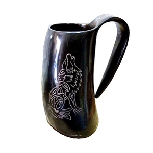 Vente chaude meilleure qualité Viking corne de bière tasse en céramique faite à la main sculptée à la main par les meilleurs artistes naturel potable Axiom Home Accents - Product Image 1