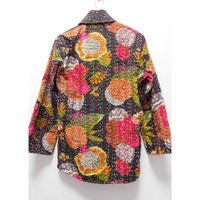 Çok çiçek el yapımı pamuk kışlık ceketler moda kantha gudri mont toptan hint kadın artı boyutu hippi blazers