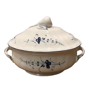 Exquis 2L Grand Blanc En Céramique Florale Soupière Soupe Bol - Product Image 1