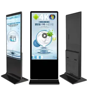 Harga Pabrik 32 43 49 55 65 75 Inci Layar LCD Android Lantai Penyangga HD Monitor Iklan Digital Layar Sentuh Kios