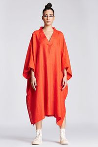 Nueva llegada verano playa desgaste mujer suelta Maxi algodón vestido hasta el tobillo Kaftan Floral botón decoración manga larga dulce - Product Image 4