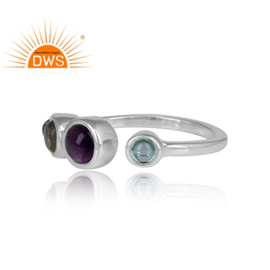 Glorious Multi Gemstone Sterling Fine <b>Silver</b> Designer Womens <b>Ring</b> Jewelry Supplier Classic Collection - Product Image 3