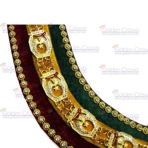 Collar de cadena de santuario masónico en acabado dorado con piedras, respaldo de tres colores, proveedor de collar de cadena masónica - Product Image 3