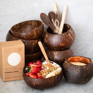 Tazón y cuchara de cáscara de coco Natural de alta calidad para hacer velas/Tazón de cáscara de coco Biodegradable y ecológico - Product Image 2