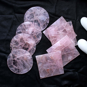 Set de Cristales de Cuarzo Rosa Gua Sha y Amatista |   Piedras de terrazo de cuarzo rosa natural y amatista triturada |   Posavasos de Piedras Preciosas - Product Image 5