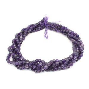 ลูกปัดพลอยสีม่วงธรรมชาติขนาด5-6มม. ขนาด15นิ้วสำหรับทำเครื่องประดับ - Product Image 4