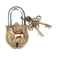 Antique Camel Design Solid Brass Padlock Door and Household Use Lock Steel and Aluminum Material