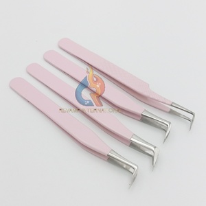 Pince à cils professionnelle à volume de botte à 90 degrés pince à épiler en acier inoxydable durable pour l'extension de cils - Product Image 5