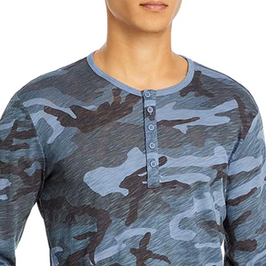 Camo ขายส่ง Heavy GSM Henley เสื้อเชิ้ตแขนยาวสำหรับผู้ชาย,ผ้าฝ้าย/โพลีเอสเตอร์แท้ - Product Image 6