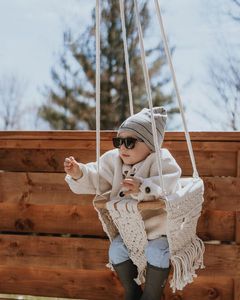 Handmade macrame baby swing. Boho Baby Swing Chair, Baby <b>Hammock</b> Chair - Product Image 1