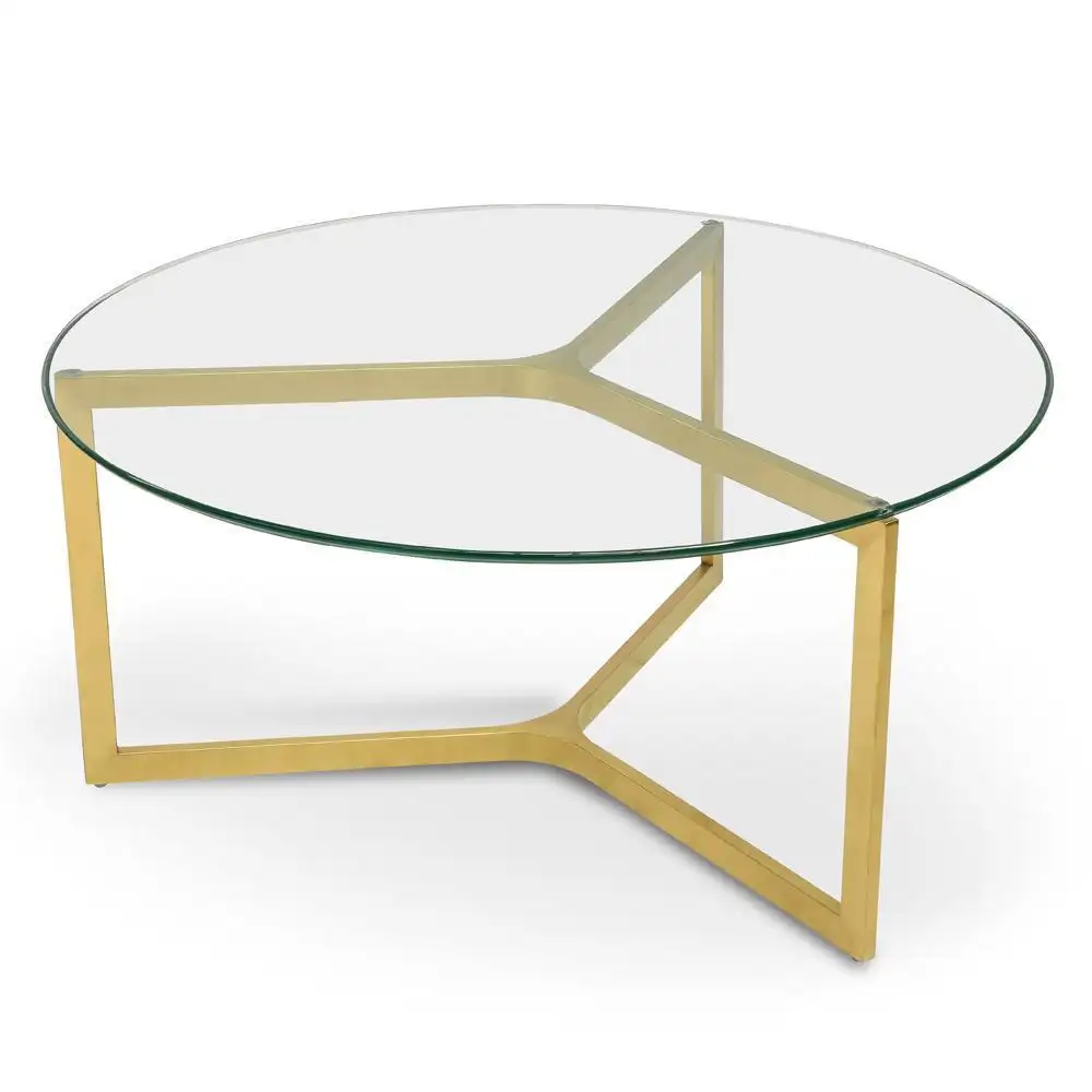 नया सुरुचिपूर्ण डिजाइन थोक होम लिविंग रूम फर्नीचर गोल ग्लास टेबल टॉप पारदर्शी टेम्पर्ड ग्लास कॉफी टेबल