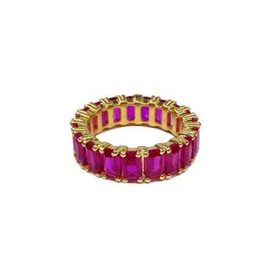 Anillo eternidad de topacio rojo plateado, Plata de Ley 925, oro - Product Image 3