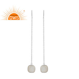 Cadena de anhelo de plata esterlina fina, pendiente de gota de piedra lunar arcoíris, fabricante de joyas, Colección delicada - Product Image 1