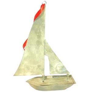 METAL <b>CHRISTMAS</b> MINIATURE TABLE <b>TOP</b> GRAY SHIP HANGING ORNAMENT HIGH QUALITY <b>CHRISTMAS</b> DECORATION - Product Image 1